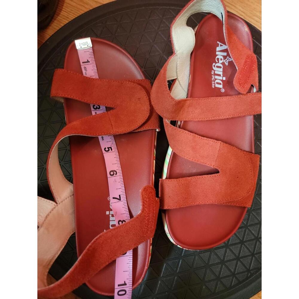Alegria by PG Lite ANA-172 Wedge Sandals US 8 Red Suede Multicolor soles - Picture 8 of 8